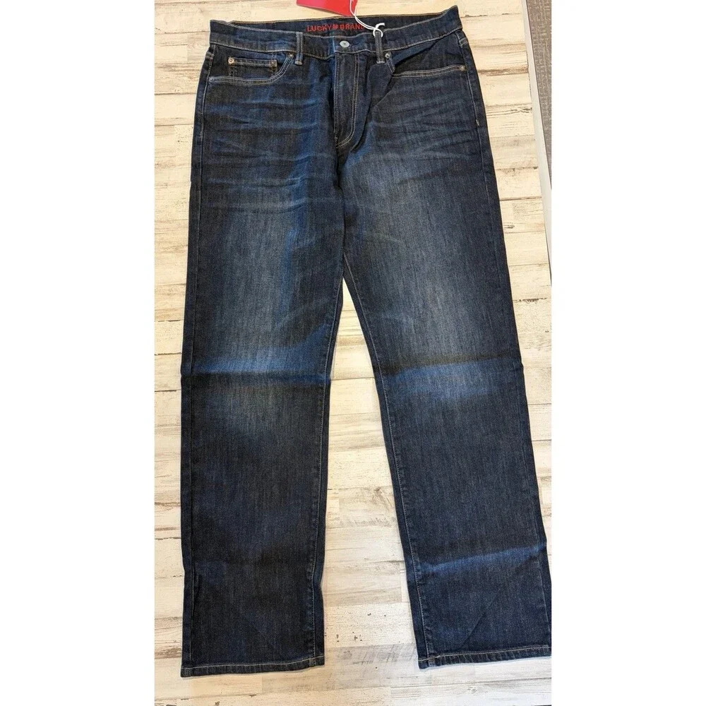 Lucky Brand Mens 221 Straight Jeans 33x31.5 Dark Wash Barite western rodeo